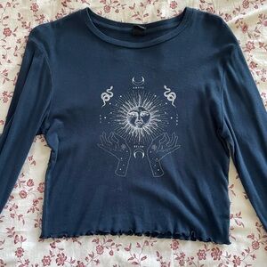 Urban Outfitters Celestial Cropped Long Sleeve Top